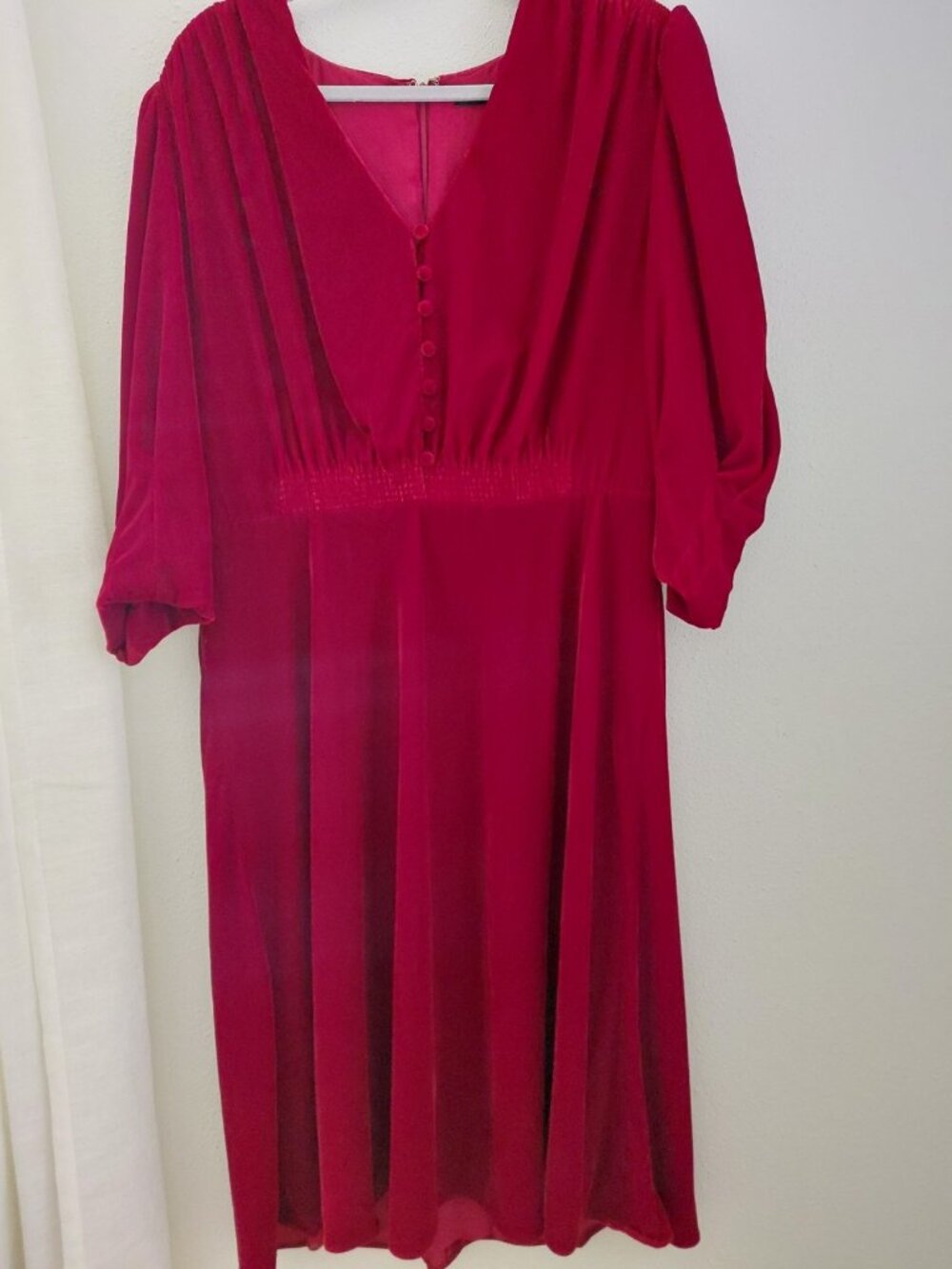 Lauren Ralph Lauren Black Label Red Velvet Midi Dress Holiday Formal Event